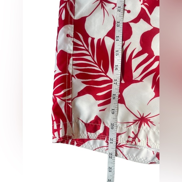 GAP Men’s Red White Hawaiian Swim Trunks Beach Shorts Drawstring Mesh Lined Lrg - Picture 9 of 13